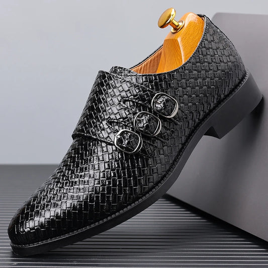 Luxury Italian Men Dress Shoes Fashion Metal Buckle Oxford Shoes for Men Busine