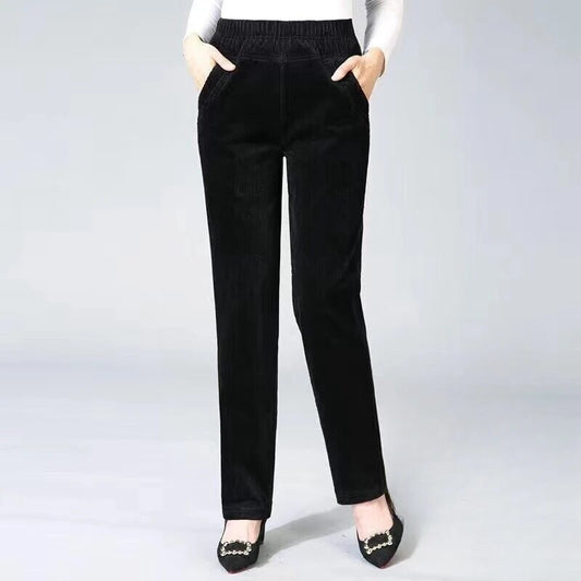 Plush Thick Casual Pants Fleece Pencil Pants Women's Corduroy Warm Pants Autum