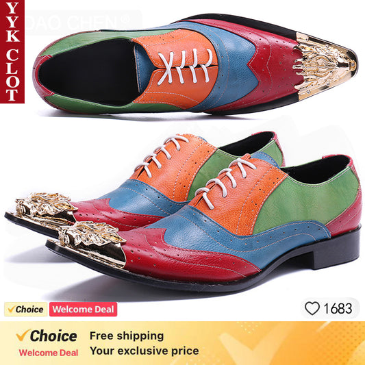 Christia Bella Italian Fashion Men Dress Shoes Fashion Fish Scales Pointed Toe