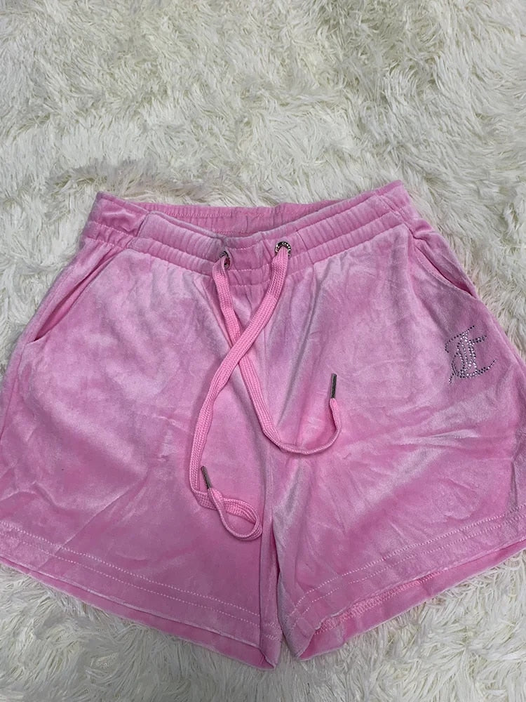 Velour Shorts Y2k Women Clothing Biker Shorts Drawstring Sporty Short for Gym N