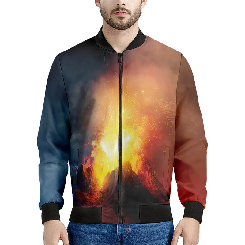 Volcano Eruption Magma 3d Printed Jackets Men Long Sleeve Loose Sweatshirt Cool