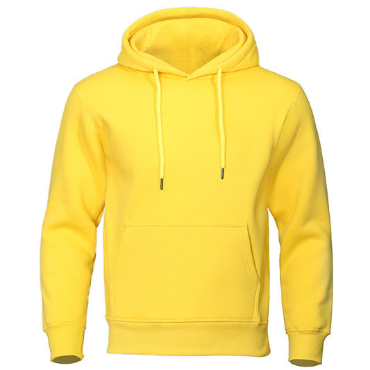 Solid Color Men Hoodies Fleece Warm Mens Sweatshirt Fashion Streetwear Casual M