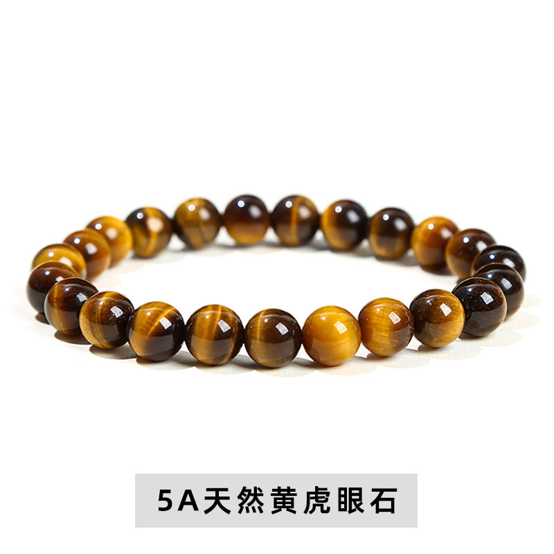 Ran Crystal Agate Tiger Eye Stone Bracelet, Fashionable and Simple round Bead B