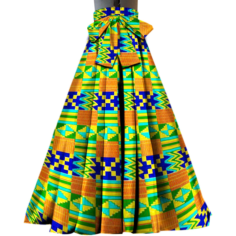 ON SALE!!! youth maxi skirt, African kente design Maxi Skirt With Pockets High