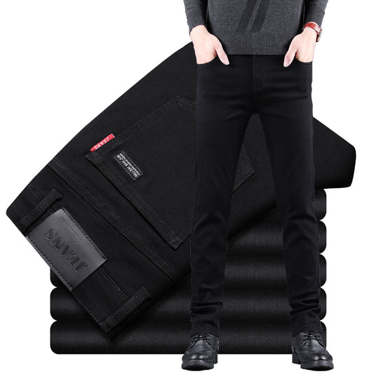 Classic Business casual Jeans men 2023 new Fashion black Slim Stretch Denim Tro