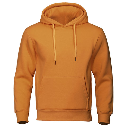 Solid Color Men Hoodies Fleece Warm Mens Sweatshirt Fashion Streetwear Casual M