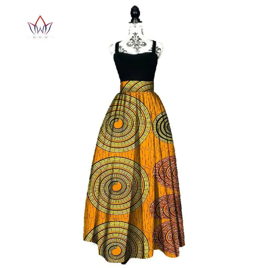 Women African Print Long Skirt Ankara Dashiki High Waist A Line Maxi Long Umbre