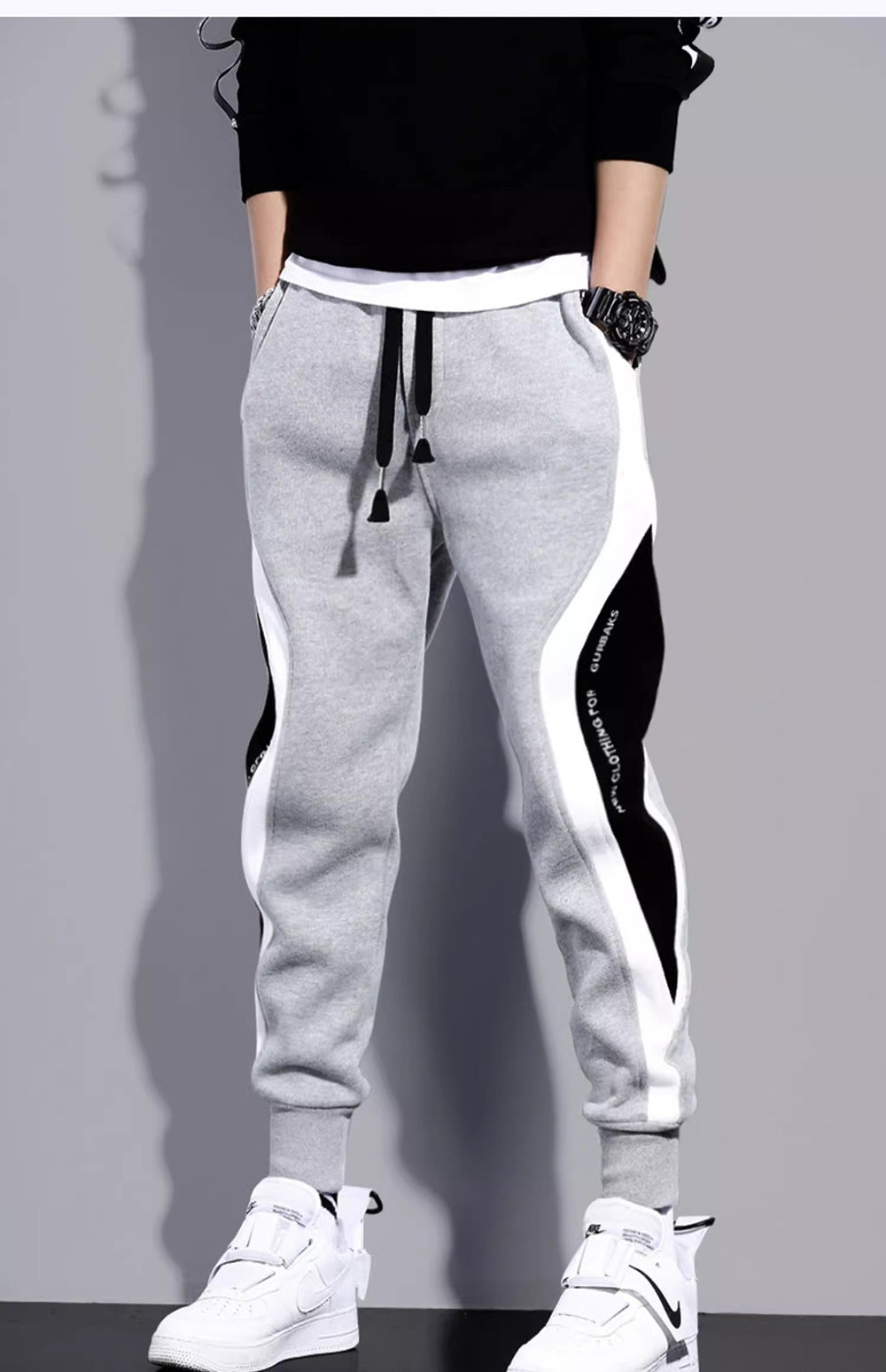 Men's Sports Pants Spring Autumn Male Loose Fitting Leggings Patchwork Running