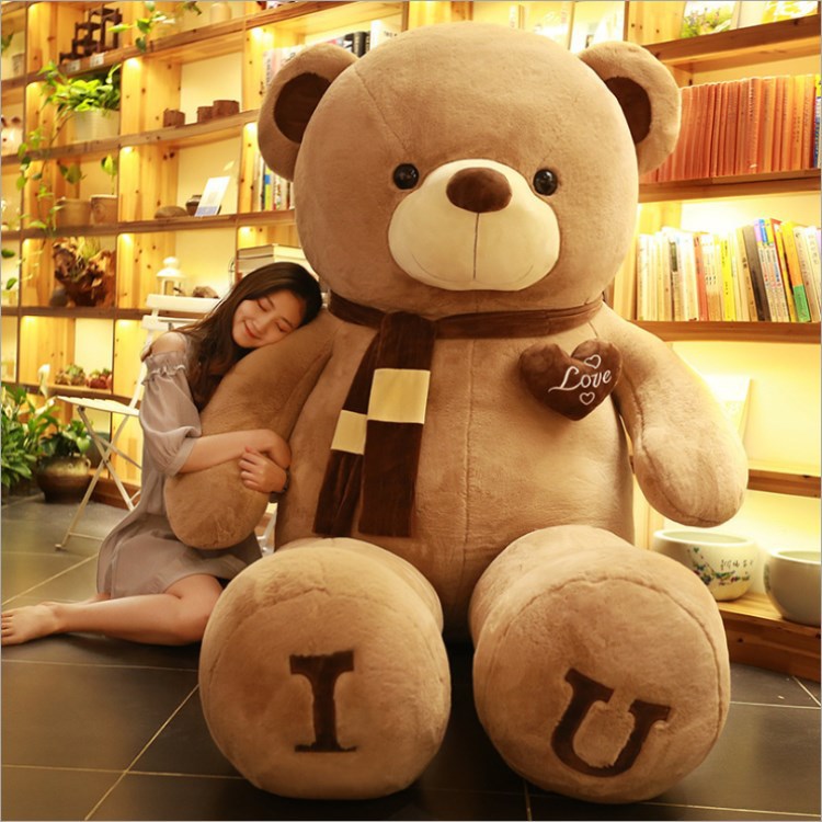 Big Teddy Bear 100cm I LOVE YOU Plush Toy Lovely Huge Stuffed Soft Bear Doll Lo