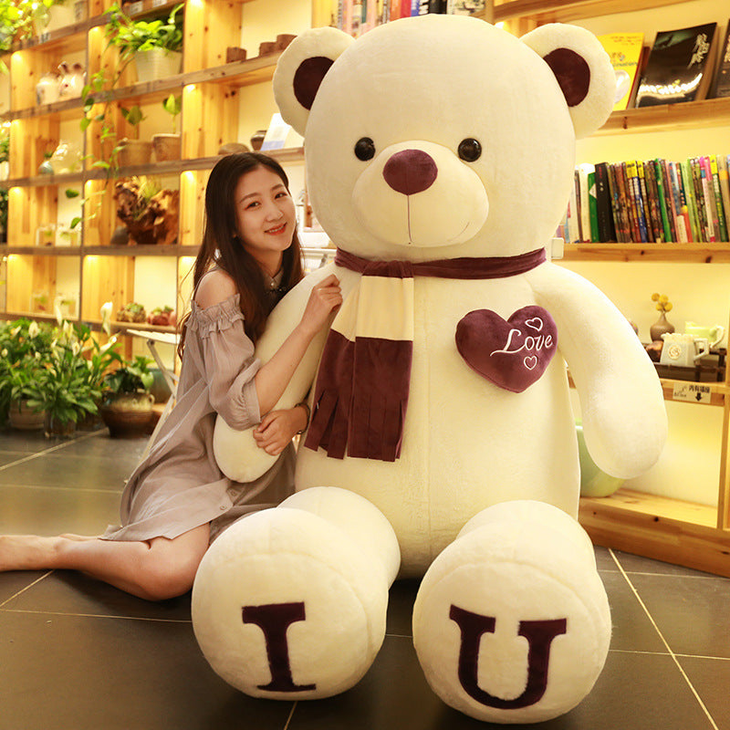 Big Teddy Bear 100cm I LOVE YOU Plush Toy Lovely Huge Stuffed Soft Bear Doll Lo