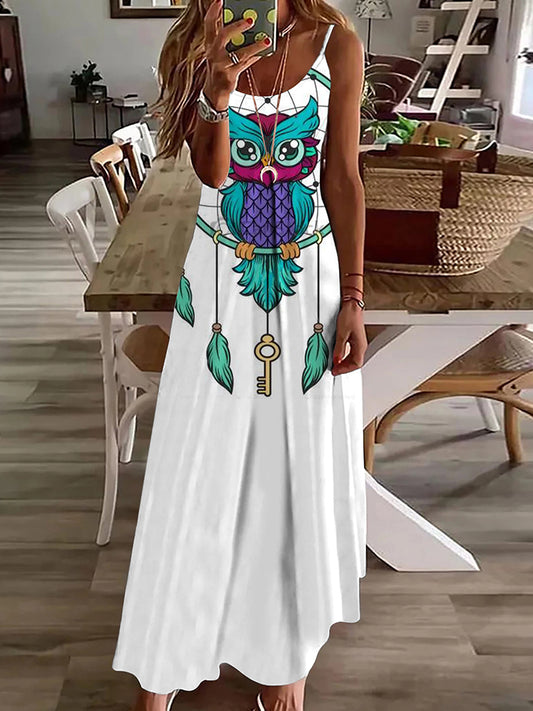 Summer Women's Casual Long Dress Retro Ethnic Print Long Dress Everyday Street