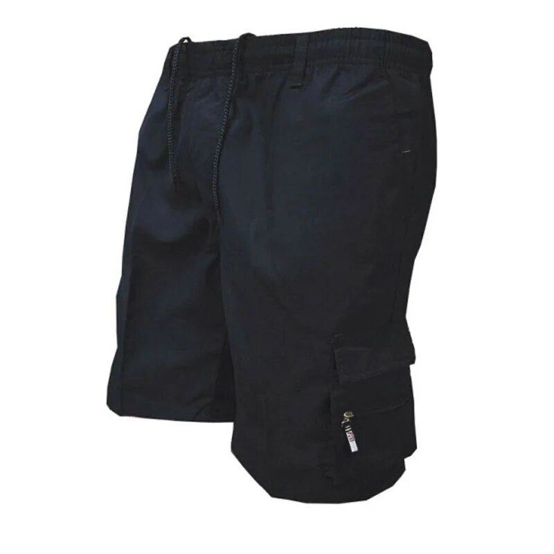 Outdoor Cargo Shorts Male Overalls Elastic Waist Cycling Shorts Multi-pockets L