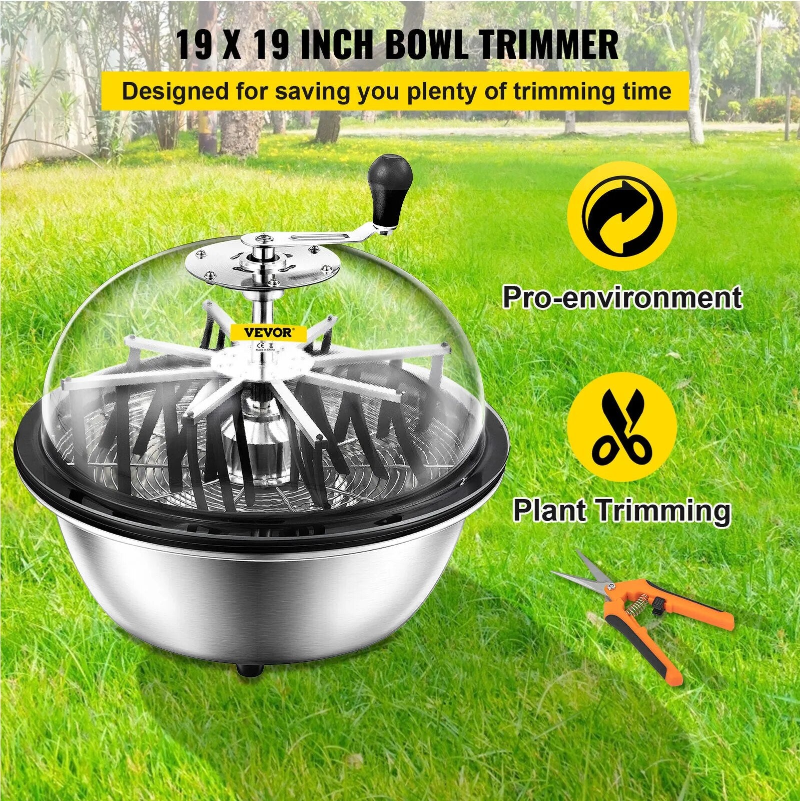 VEVOR Hydroponic Leaf Bowl Leaf Trimmer 16 19 24 Inch Twisted Spin Cut Garden T image 6