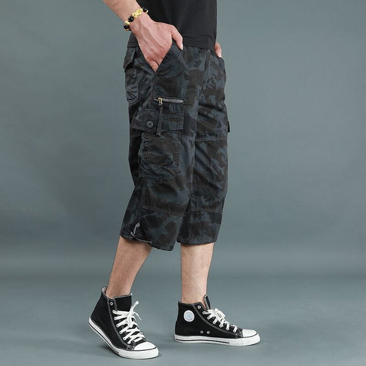 High Quality Summer Men's Baggy Multi Pocket Military Short Cargo Pants Hot Breeches Male Long Men Tactical Short Plus Size 5XL