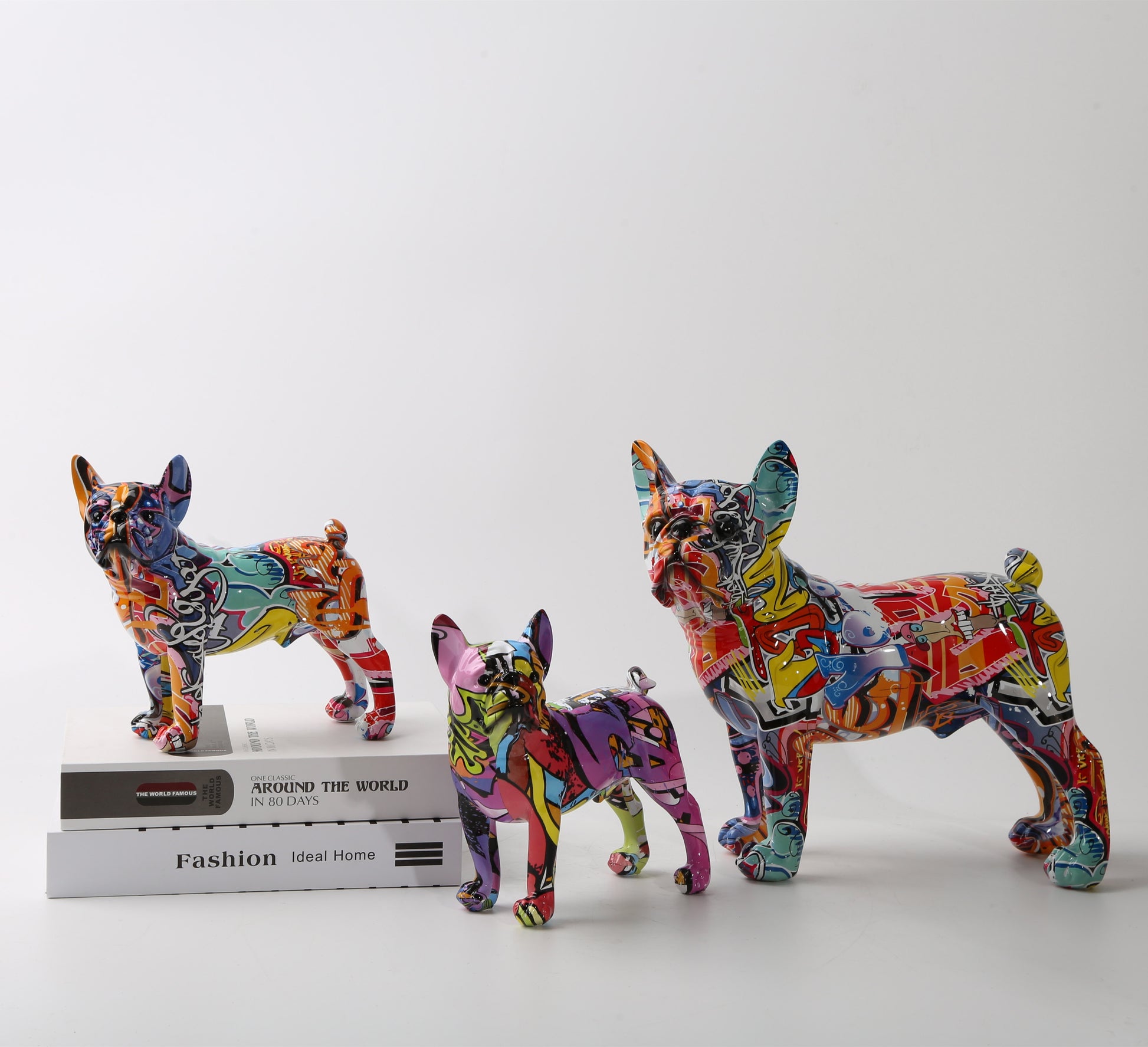 Nordic Art Painting Graffiti L/S French Bulldog Creative Resin Crafts Home Deco image 3