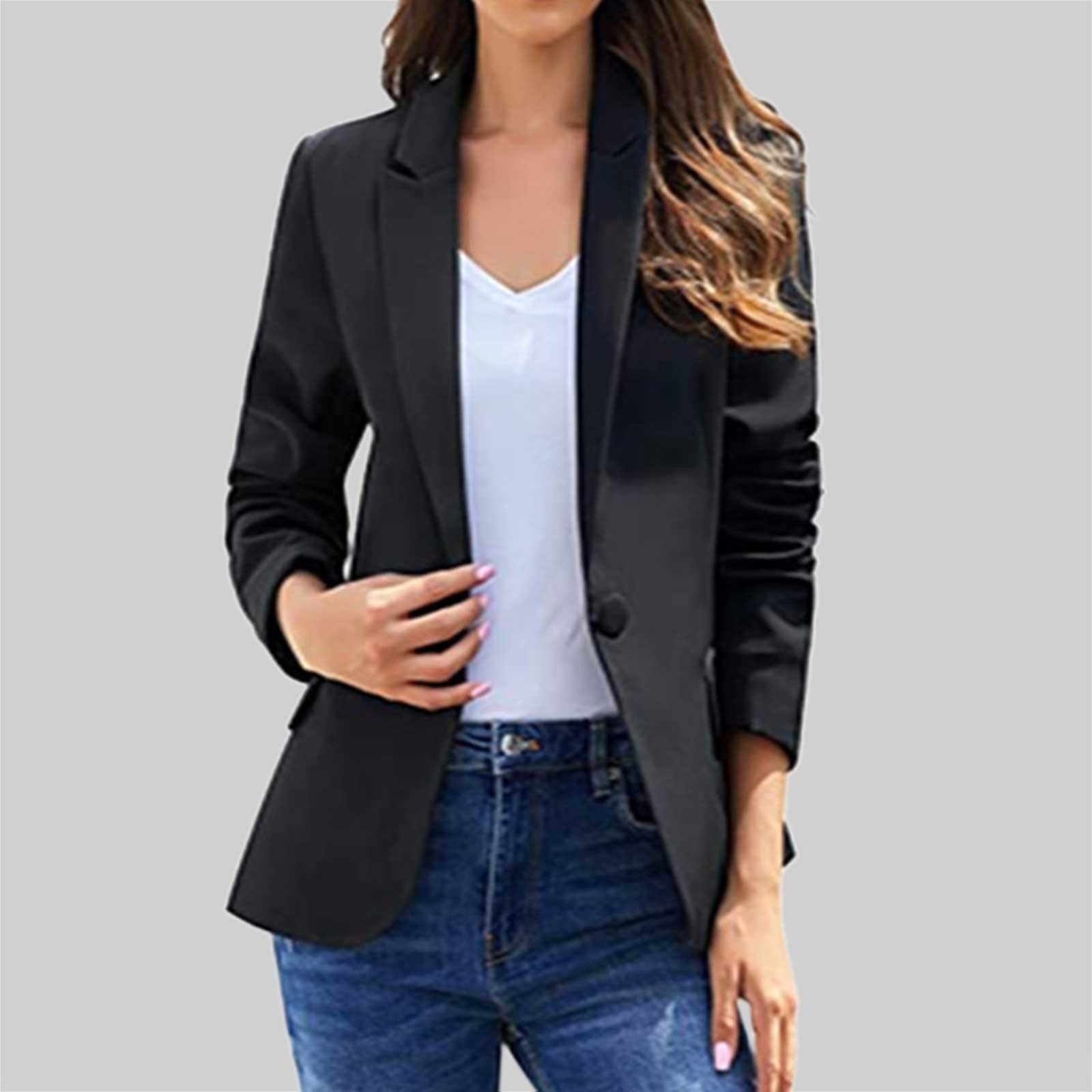 Autumn New Temperament Coat Women'S Long Sleeve Solid Color Suit Collar Single image 1