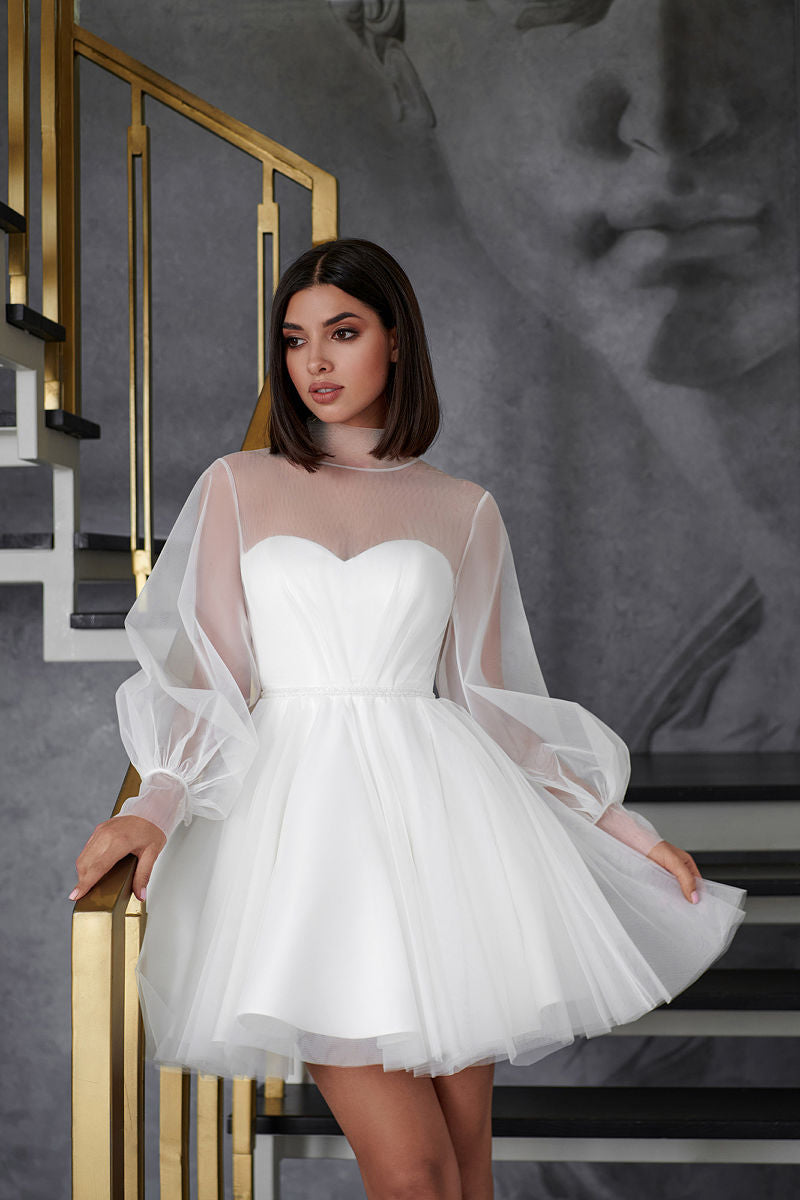 MANRAY Tulle Wedding Dresses for Women Cheap 2023 A Line White Dress Puff Sleev image 3