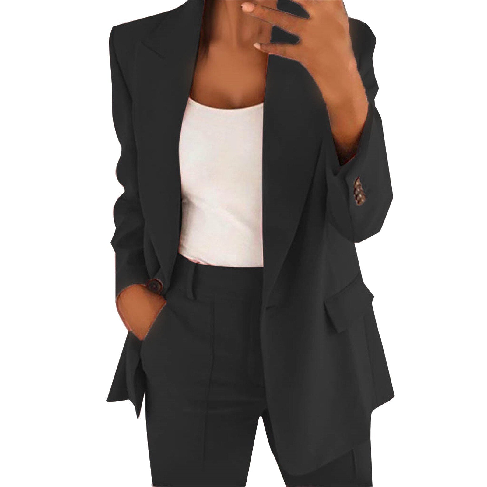 Pink Blazer For Top Office Jacket Ladies Wear Loose Sleeve Casual Blouse Female image 5