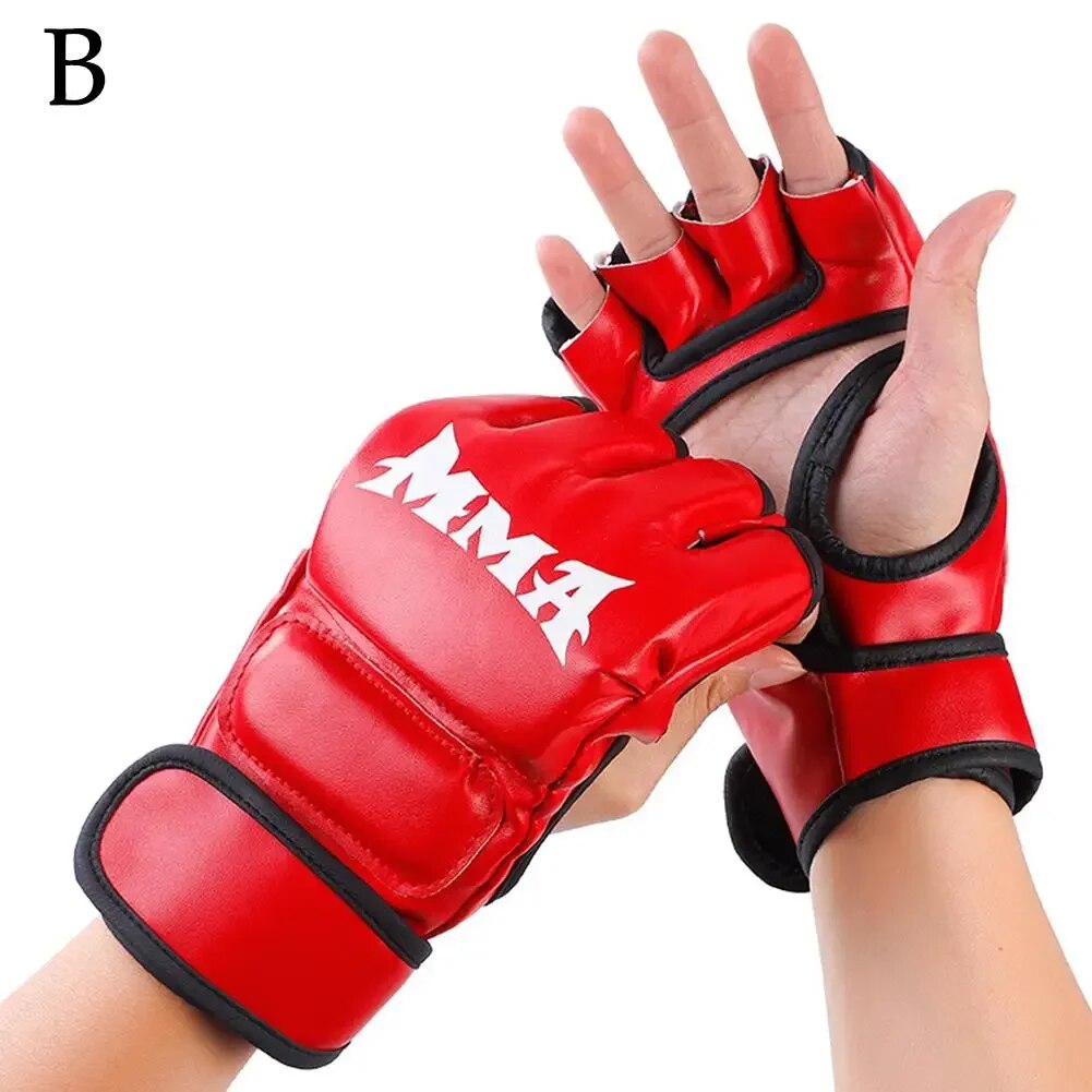 1 Pair Professional Boxing Gloves Half Finger Adult Thai PU Sandbag MMA Muay Ka image 2