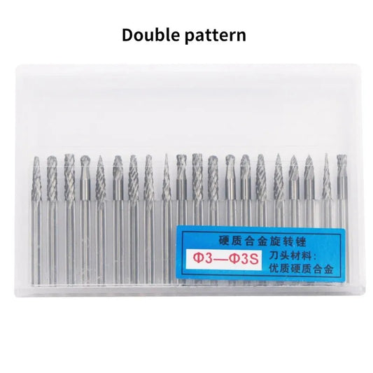 20Pcs/Set 3x3mm Shank Tungsten Carbide Rotary File Kit Burr For Grinding Wood A image 0