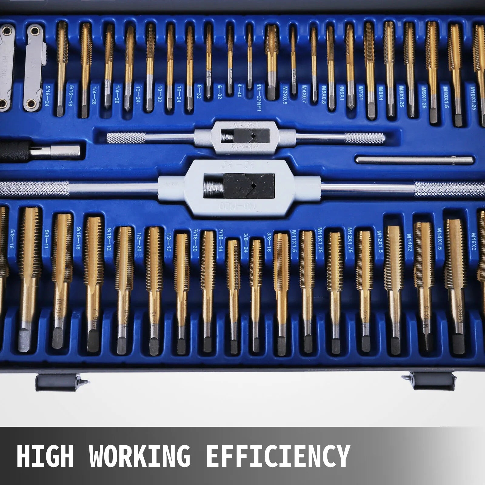 VEVOR Tap and Die Set 86PCS 110PCS Tungsten Steel Titanium Hand Threading Tool image 5