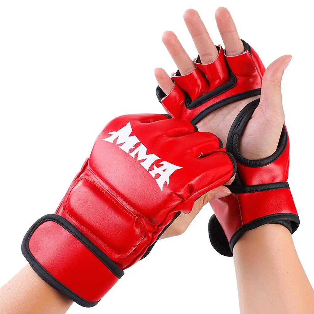 1 Pair Professional Boxing Gloves Half Finger Adult Thai PU Sandbag MMA Muay Ka image 4