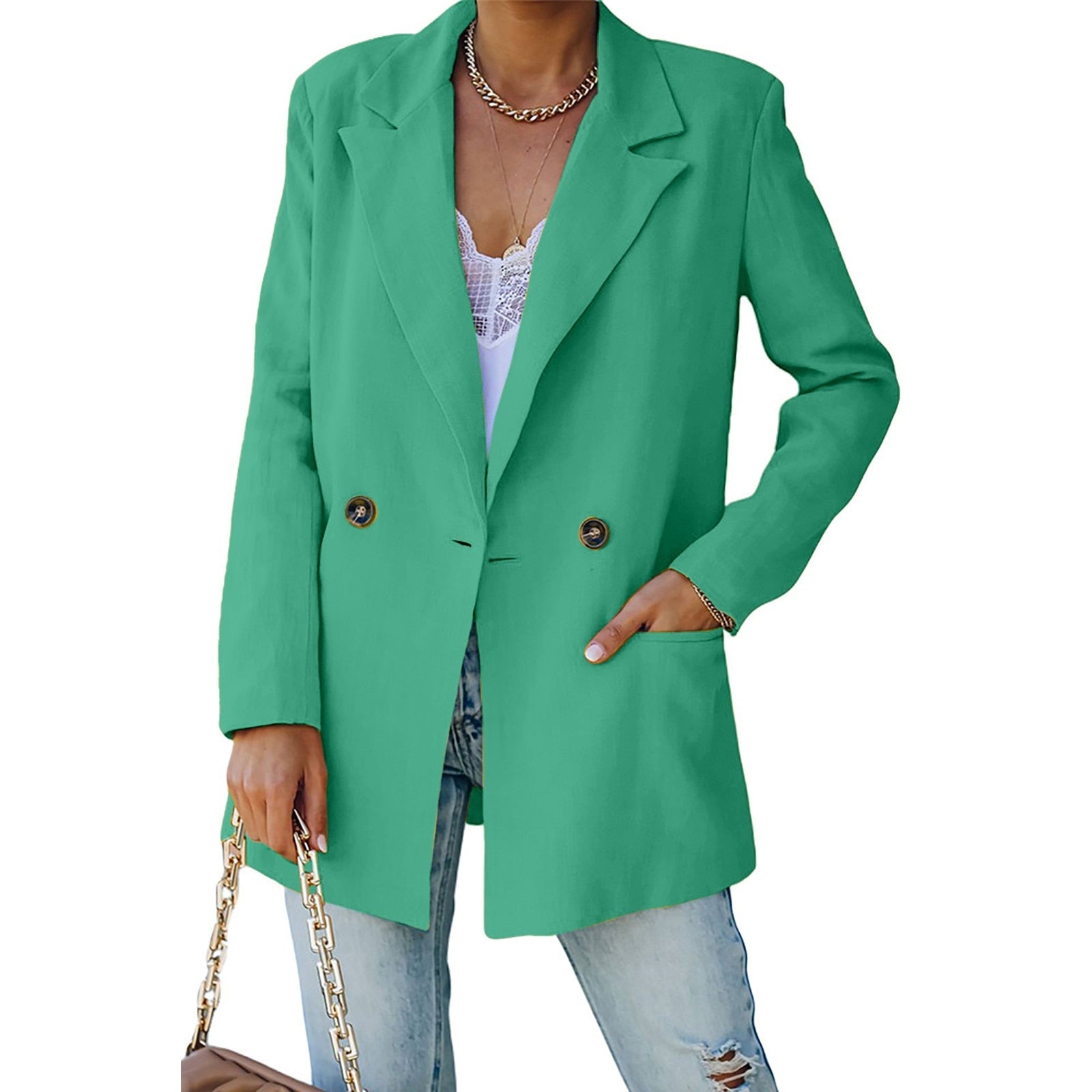 Women's Solid Color V Neck Lapel Women Jackets Casual Casual Jackets for Women image 1