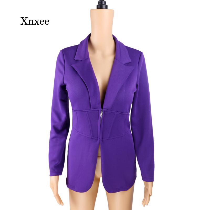 Purple High Waist Blazer Coat Fashion Slim Tops Women Solid Color Long Sleeve J image 4