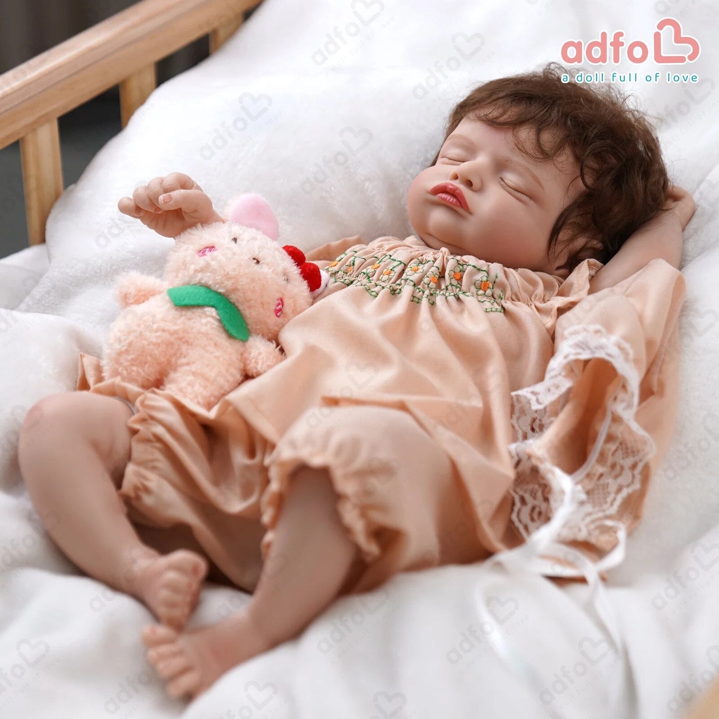 ADFO 51cm Bebe Reborn Dolls Sleeping Rosalie with Rooted Eyelashes Lifelike New image 7