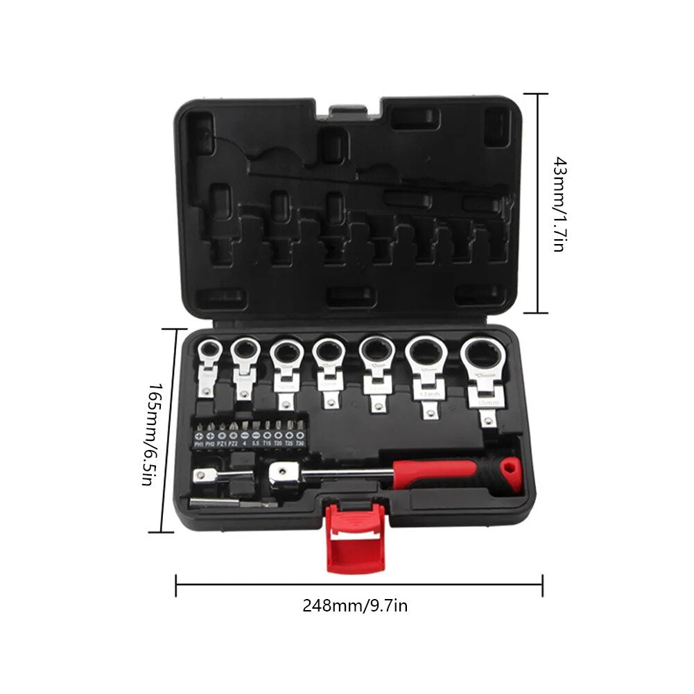 20pcs Torque Wrench Set Interchangeable Heads Flex Head Ratchet Wrench Set 8-19 image 5
