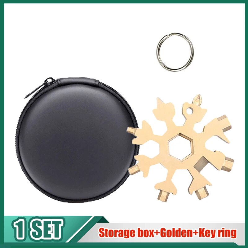 18in1 Snowflake Spanner Keyring Hex Multifunction Outdoor Hike Wrench Key Ring image 6