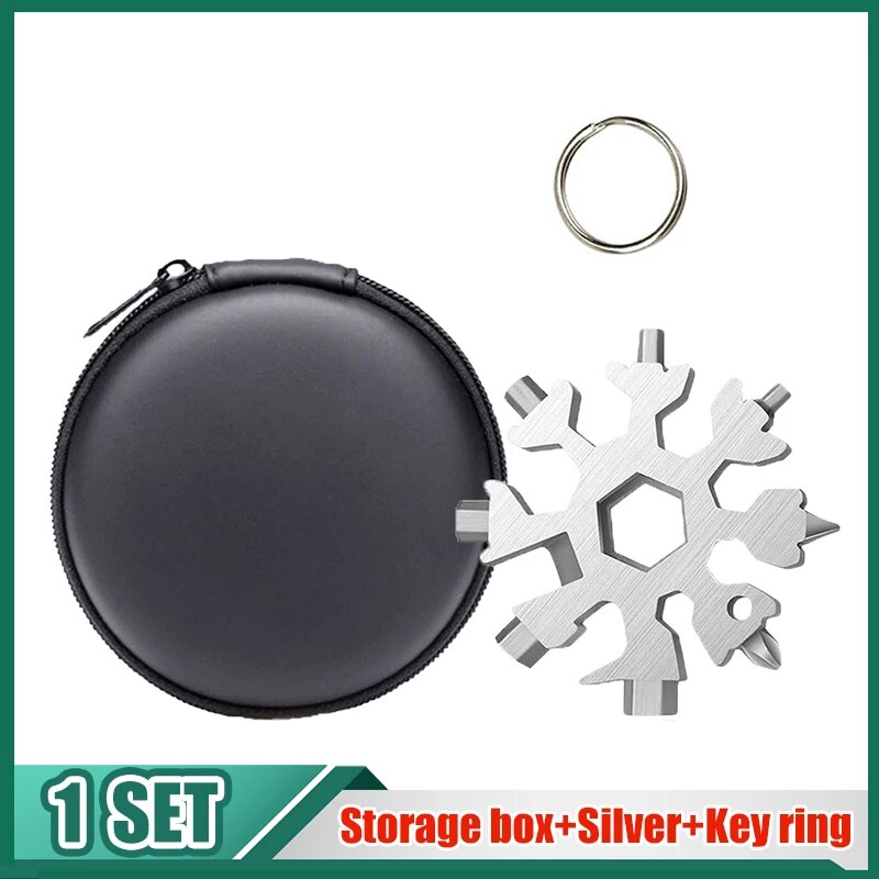 18in1 Snowflake Spanner Keyring Hex Multifunction Outdoor Hike Wrench Key Ring image 3