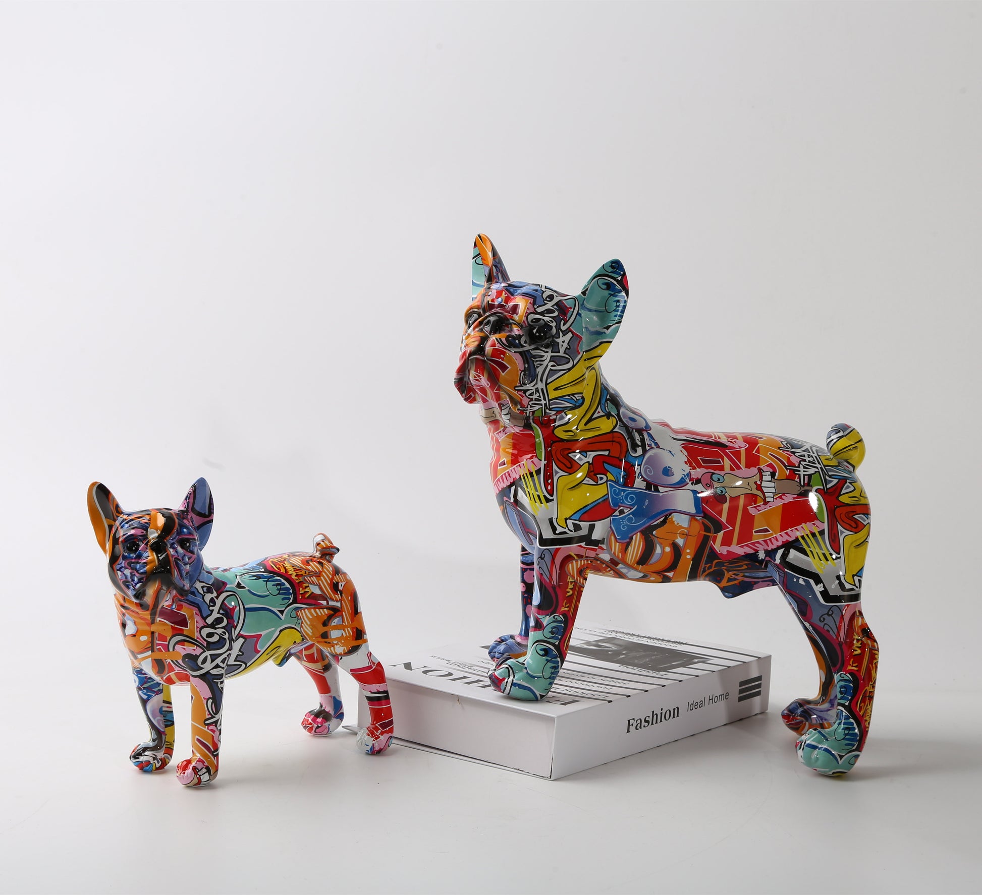Nordic Art Painting Graffiti L/S French Bulldog Creative Resin Crafts Home Deco image 1