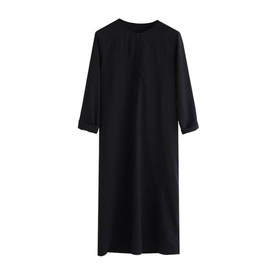 Muslim Robe Muslim Male Shirt with Zipper Design Loose Neck Muslim Clothing image 0