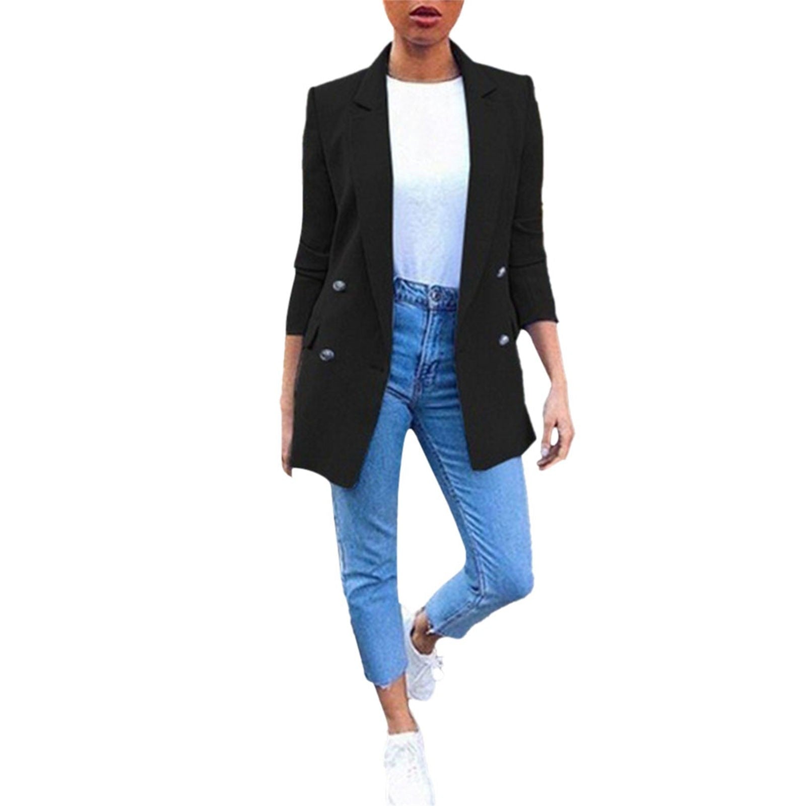 Women's Solid Color Suit Collar Long Sleeved Loose Fitting Suit Jacket image 9