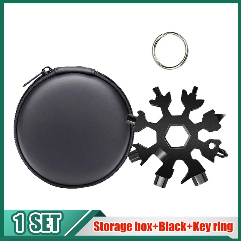 18in1 Snowflake Spanner Keyring Hex Multifunction Outdoor Hike Wrench Key Ring image 4