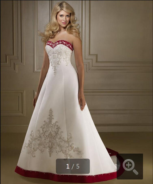 New fashion white / ivory no straps A embroidered wedding bridal dress fine emb image 0