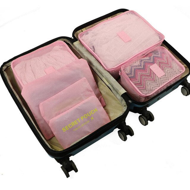 RUPUTIN 6Pcs/Set Baggage Travel Organizer Bags Waterproof Project Packing Organizer Travel Bags Clothes Travel Accessories Bags