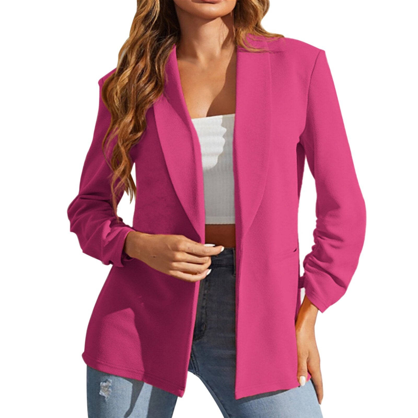 Women's Solid Colour Lapel Casual Small Suit Jacket image 5