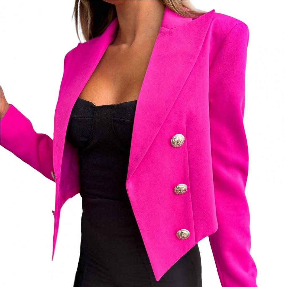 Notched Collar Skin-touching Anti-Pilling Lady Double Breasted Elegant Office S image 3