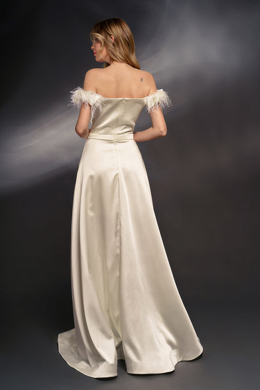 White Retro Luxury Elegant Women's Bridal Wedding Dress 2024 Autumn New Sexy Fa image 0