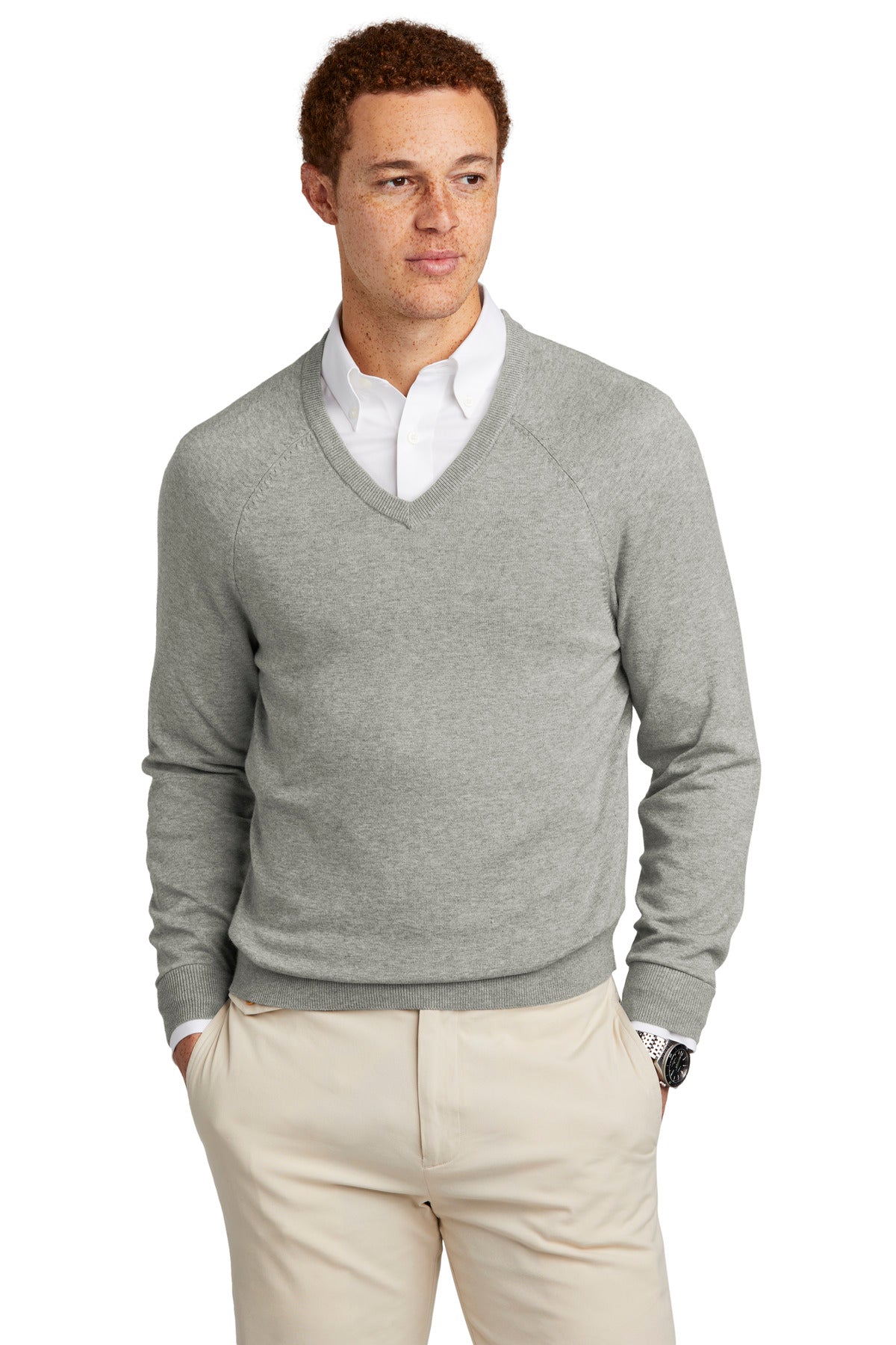 Brooks Brothers? Cotton Stretch V-Neck Sweater BB18400