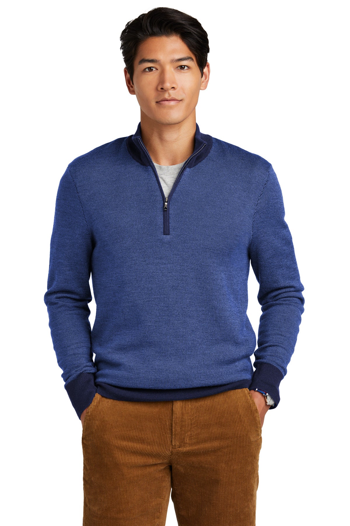 Brooks Brothers? Washable Merino Birdseye 1/4-Zip Sweater BB18412