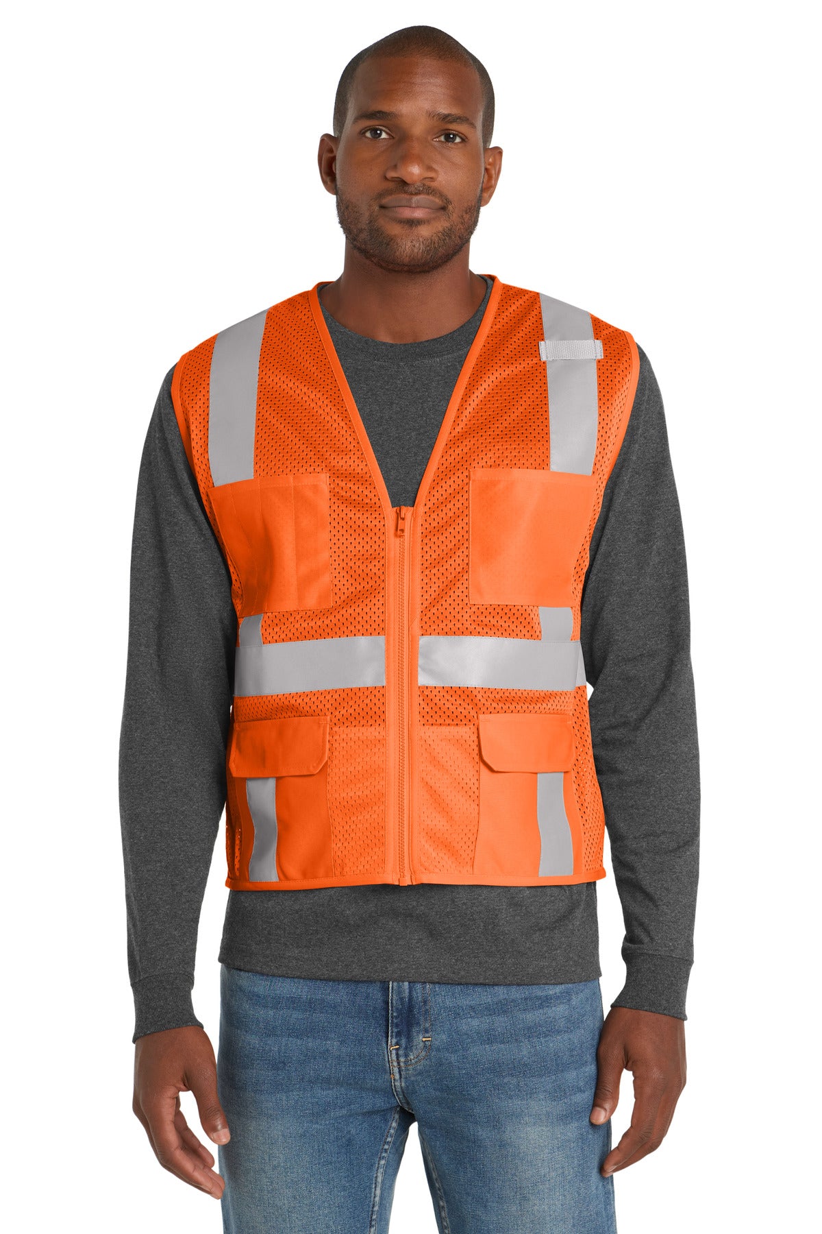 CornerStone ? ANSI 107 Class 2 Mesh Six-Pocket Zippered Vest. CSV104