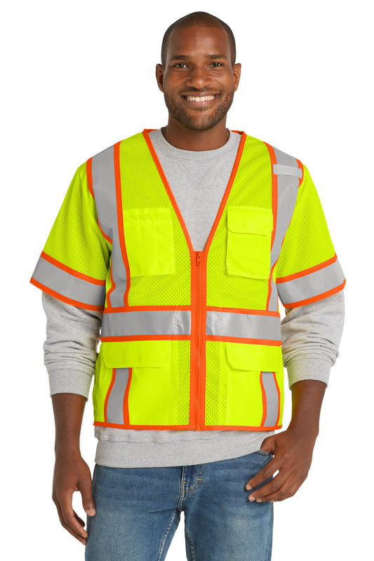 CornerStone ? ANSI 107 Class 3 Surveyor Mesh Zippered Two-Tone Short Sleeve Vest. CSV106