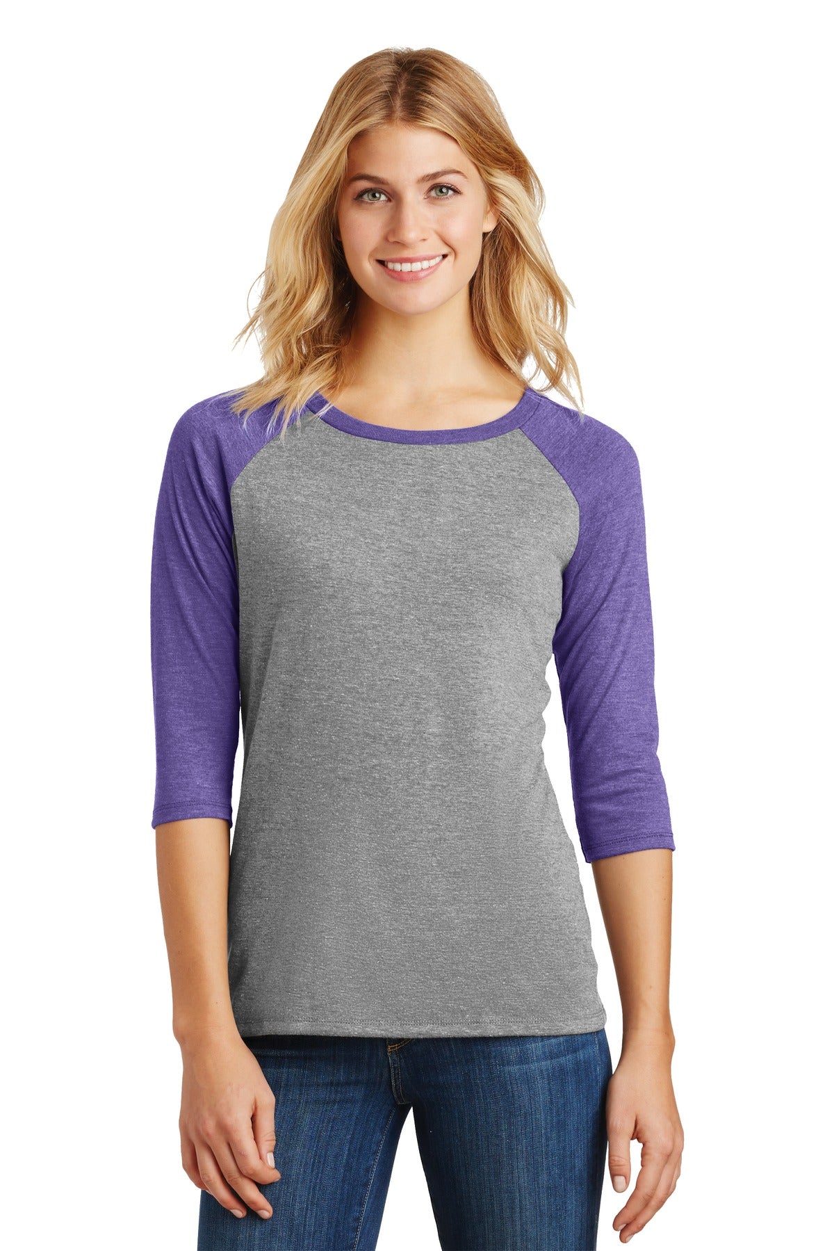 District? Women's Perfect Tri? 3/4-Sleeve Raglan. DM136L