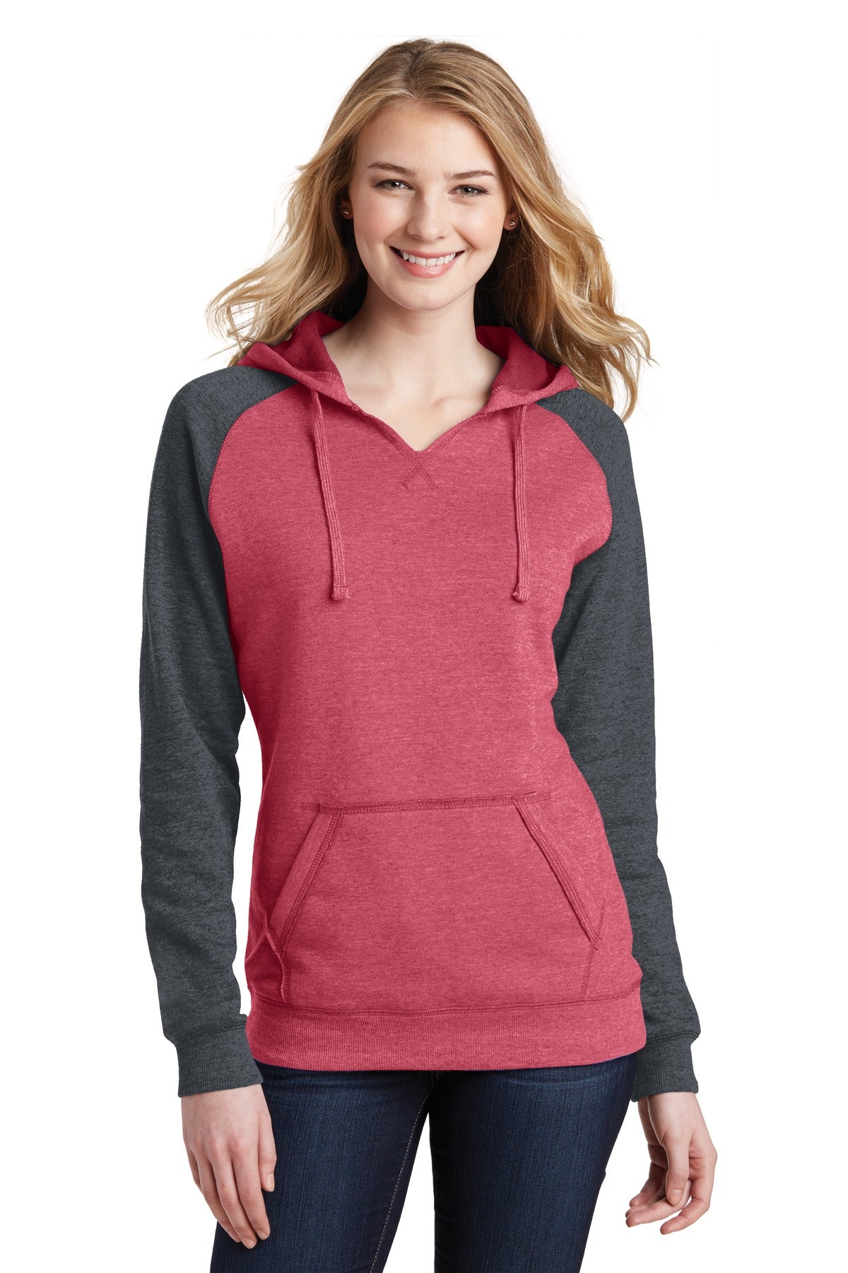 District? Women's Lightweight Fleece Raglan Hoodie.  DT296