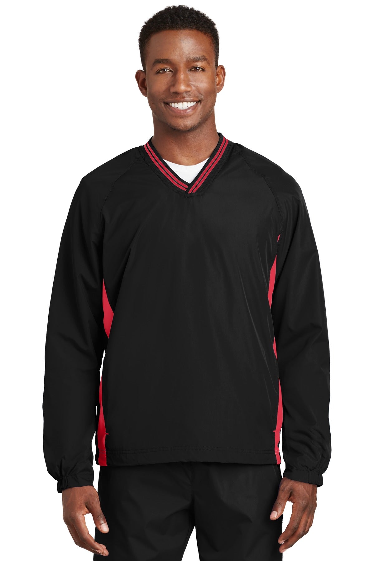 Sport-Tek? Tipped V-Neck Raglan Wind Shirt. JST62