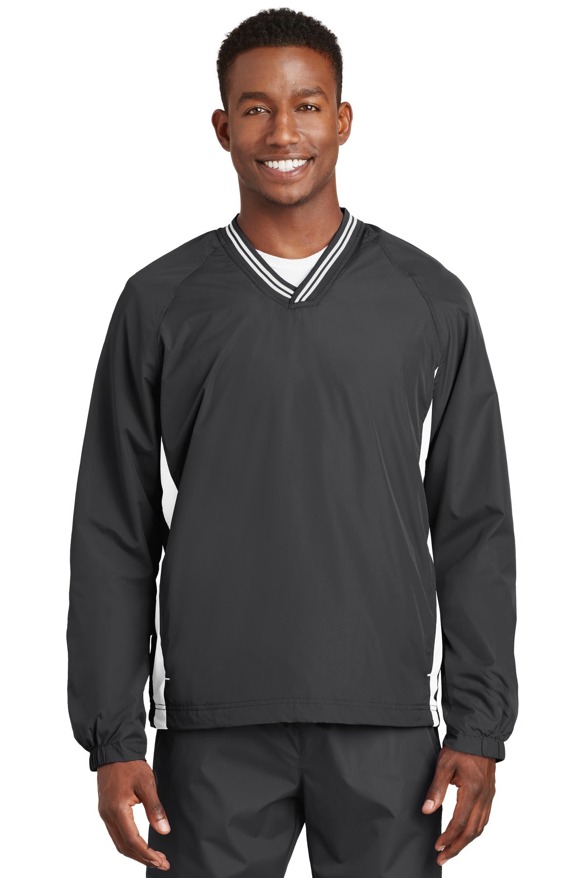 Sport-Tek? Tipped V-Neck Raglan Wind Shirt. JST62