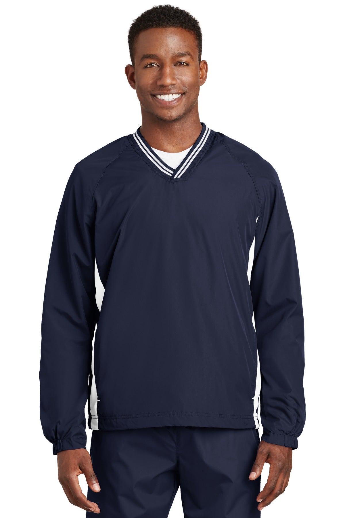 Sport-Tek? Tipped V-Neck Raglan Wind Shirt. JST62